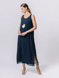 Abito canotta in doppio strato di chiffon