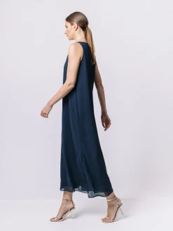 Abito canotta in doppio strato di chiffon