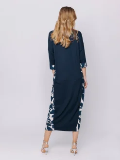 Abito con inserto stampa BLUE FOLIAGE