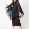 Abito doppio strato con poncho in chiffon