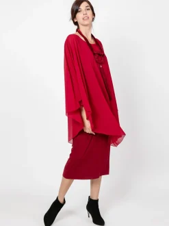 Abito doppio strato con poncho in chiffon BORDEAUX