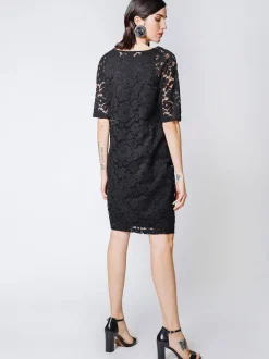 Abito in pizzo macramé NERO