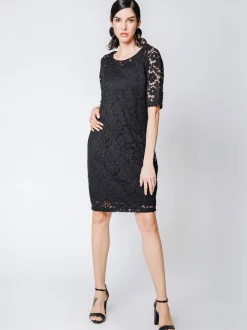 Abito in pizzo macramé NERO
