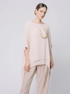 Blusa in doppio strato di chiffon