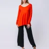 Boxy t-shirt lunga a maniche lunghe ROSSO FUOCO