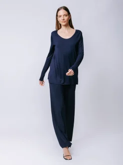 Boxy t-shirt lunga a maniche lunghe NERA