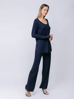 Boxy t-shirt lunga a maniche lunghe NERA