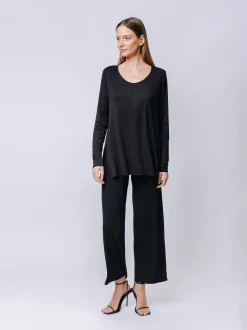 Boxy t-shirt lunga a maniche lunghe ROSSO FUOCO