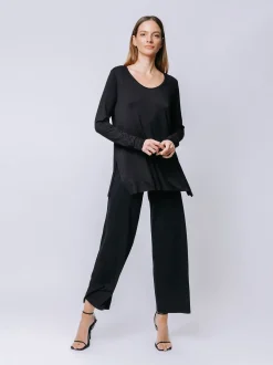Boxy t-shirt lunga a maniche lunghe ROSSO FUOCO