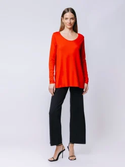 Boxy t-shirt lunga a maniche lunghe NERA