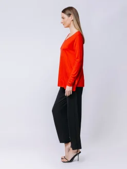 Boxy t-shirt lunga a maniche lunghe NERA