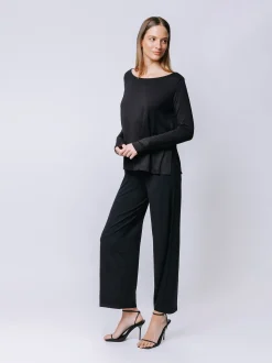 Boxy t-shirt maniche lunghe NERA