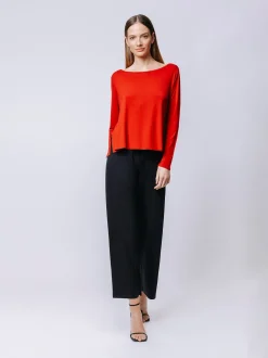 Boxy t-shirt maniche lunghe ROSSO FUOCO