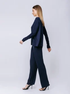 Boxy t-shirt maniche lunghe BLU
