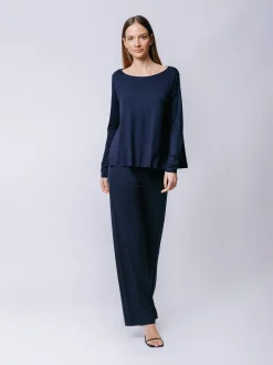 Boxy t-shirt maniche lunghe BLU
