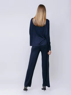 Boxy t-shirt maniche lunghe BLU