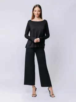 Boxy t-shirt maniche lunghe BLU