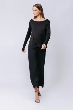 Boxy t-shirt maniche lunghe BLU
