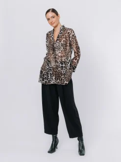 Camicia in chiffon animalier