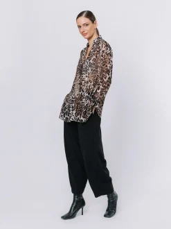 Camicia in chiffon animalier