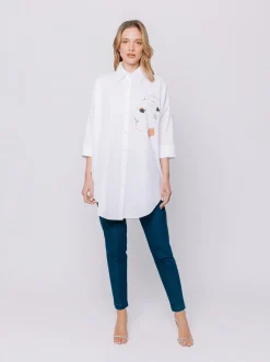 Camicia Over in Popeline con Disegno Artistico – Midali Toujours x Debora Delli