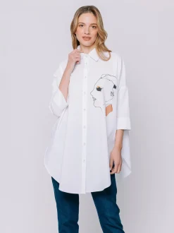 Camicia Over in Popeline con Disegno Artistico – Midali Toujours x Debora Delli