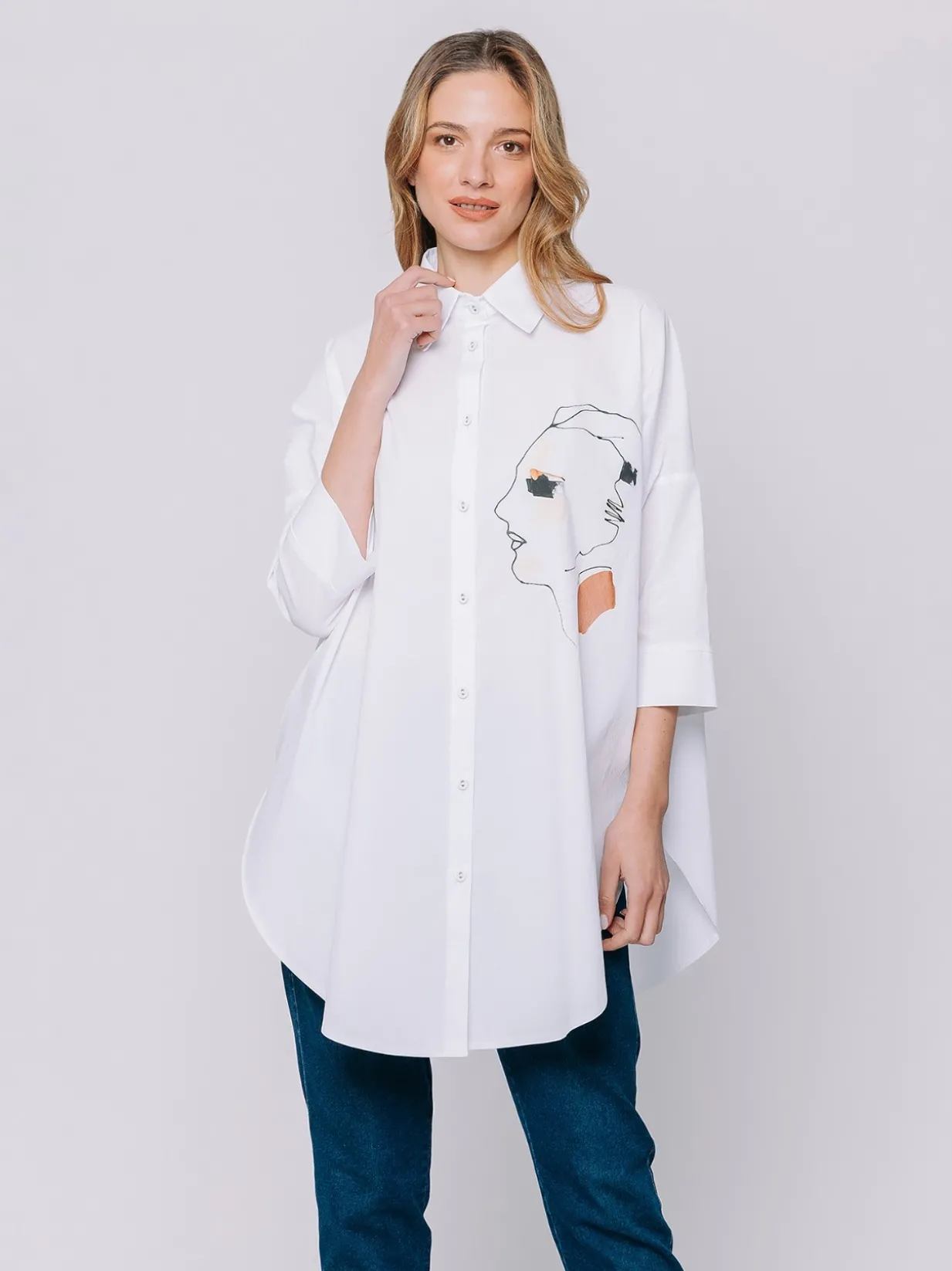 Camicia Over in Popeline con Disegno Artistico – Midali Toujours x Debora Delli