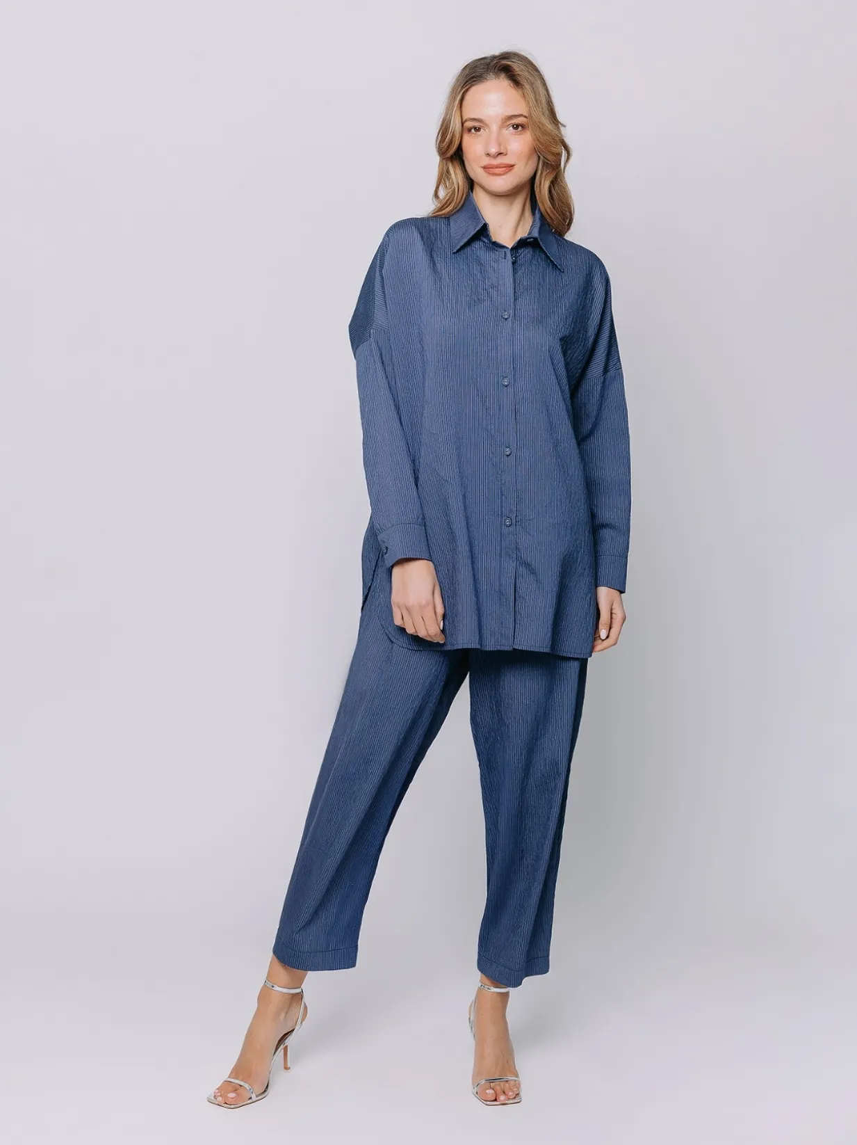 Giacca camicia micro gessata