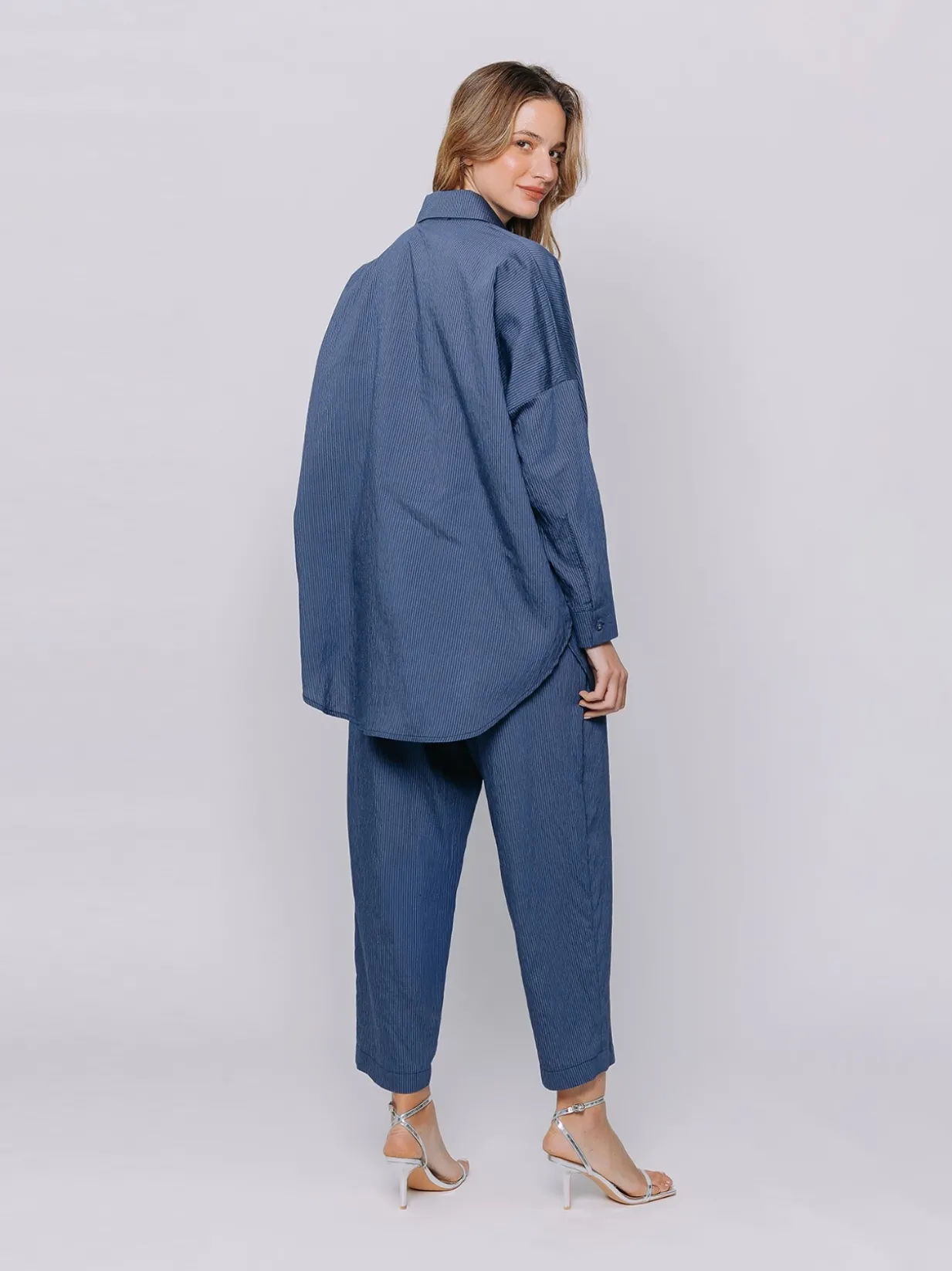 Giacca camicia micro gessata