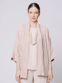 Giacca kimono gessata stretch
