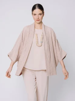 Giacca kimono gessata stretch