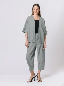 Giacca kimono in micro pied de poule
