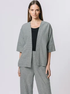 Giacca kimono in micro pied de poule