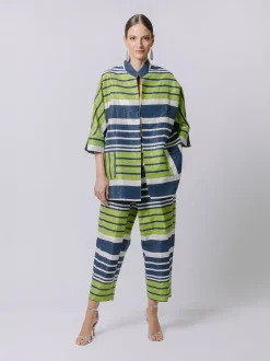 Giacca kimono laminé rigata