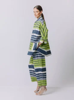 Giacca kimono laminé rigata