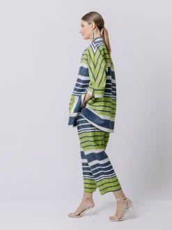 Giacca kimono laminé rigata
