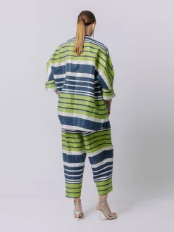 Giacca kimono laminé rigata