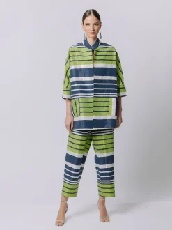 Giacca kimono laminé rigata