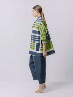 Giacca kimono laminé rigata