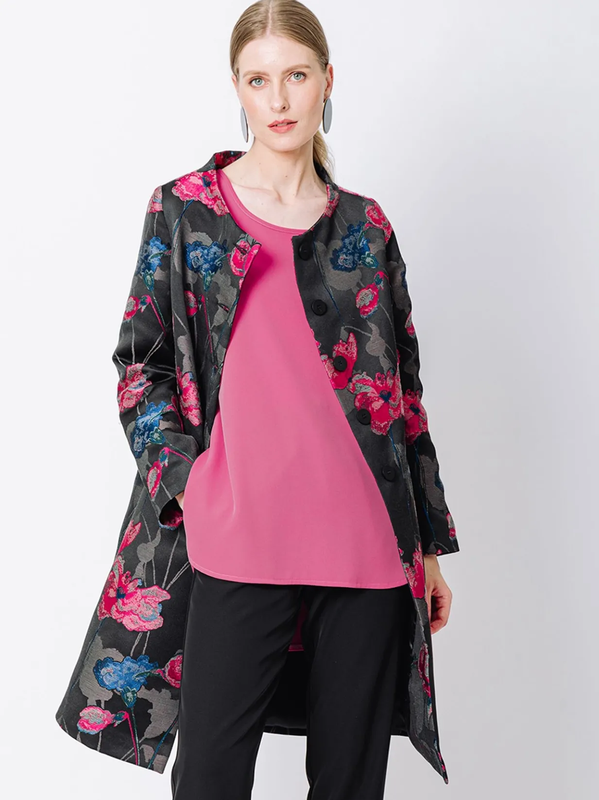 Giacca lunga jacquard