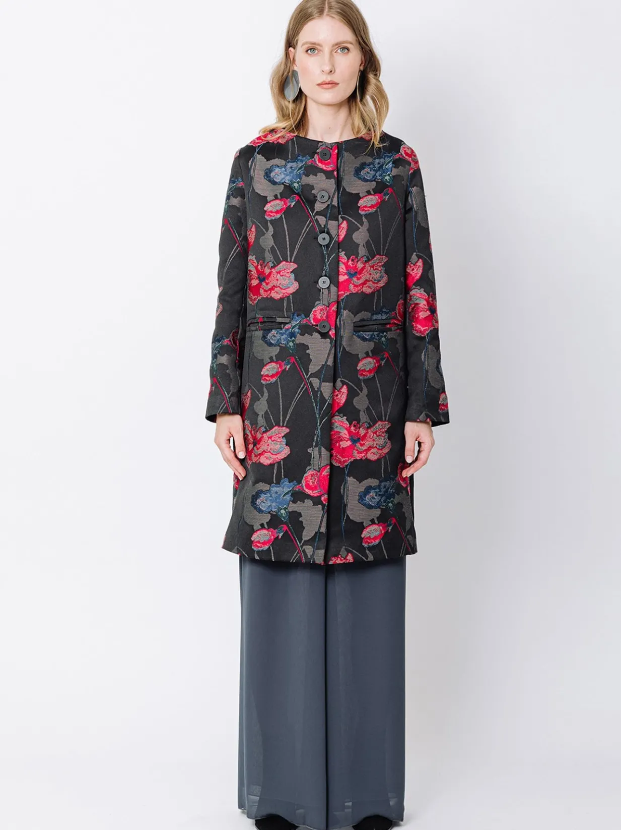 Giacca lunga jacquard