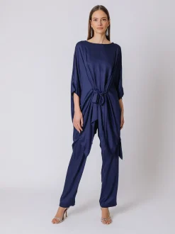 Maxi blusa in viscosa con cintura