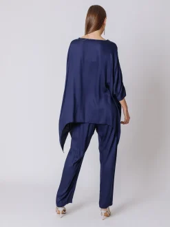 Maxi blusa in viscosa con cintura