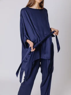 Maxi blusa in viscosa con cintura