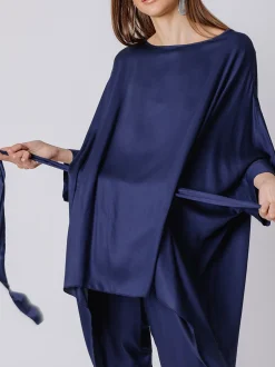 Maxi blusa in viscosa con cintura