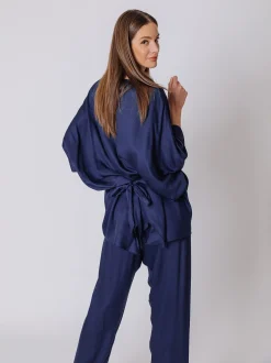 Maxi blusa in viscosa con cintura