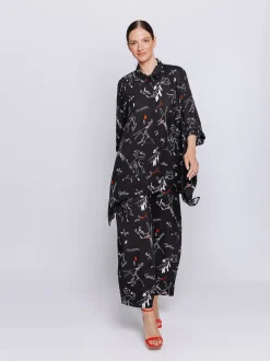 Maxi camicia stampa etnica