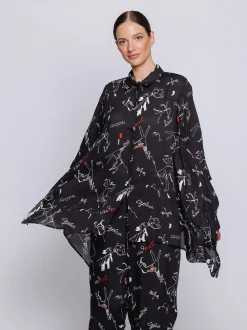 Maxi camicia stampa etnica