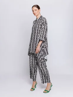 Maxi camicia stampa geometrica