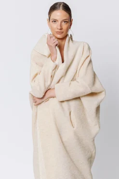 Maxi cardigan in lana cotta